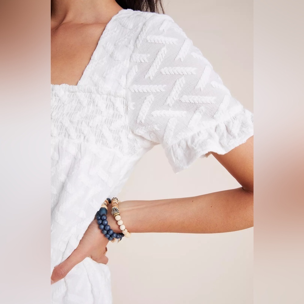 NWT Anthropologie Line & Dot Vandy Textured Dress Bridal White Size XS - Picture 4 of 14